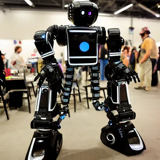 Prompt: !dream LOS ANGELES, CA JUNE 7 2024: Self-aware sentient robots convention. One of the most incredible robots at the convention.