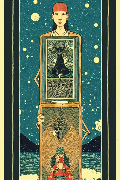 Image similar to tarot card intricate elegant highly detailed by wes anderson and hasui kawase and scott listfield