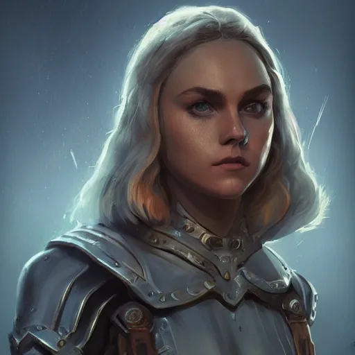 Image similar to symmetrical portrait, AnnaSophia Robb as a D&D paladin, dramatic lighting, cinematic, establishing shot, high detail, photo realistic, cinematic lighting, post processed, 8k, concept art, artstation, matte painting, in the style of eddie mendoza, raphael lacoste, alex ross