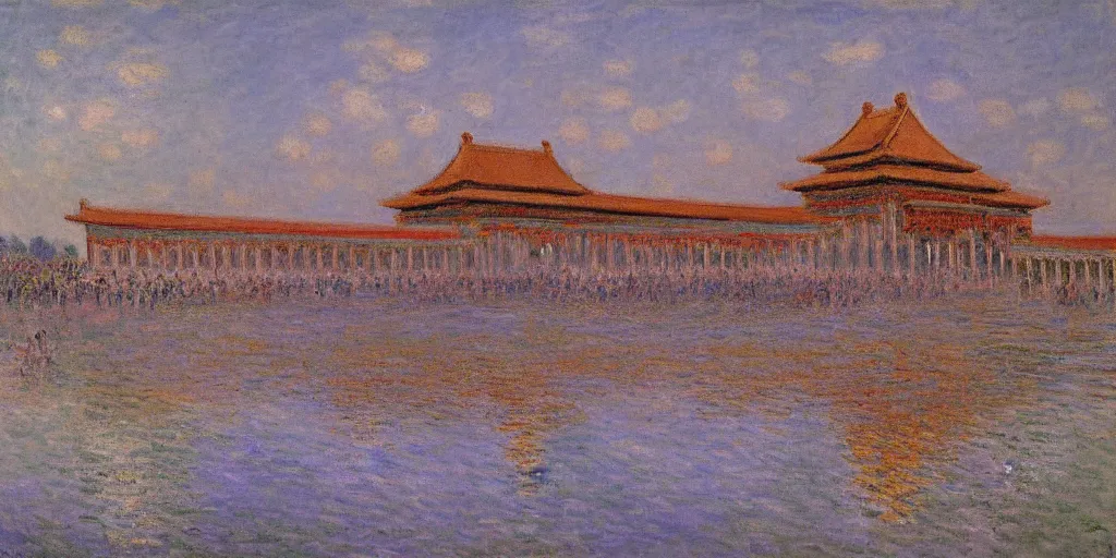 Image similar to a oil painting of the forbidden city by Oscar-Claude Monet