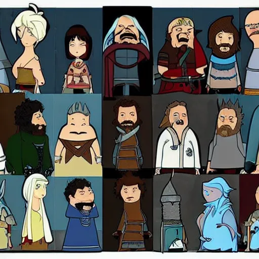 Prompt: Final Fantasy, Game of Thrones poster - Bob's Burgers style