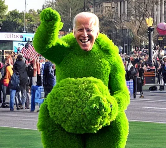 Prompt: joe biden as the food green giant mascot,