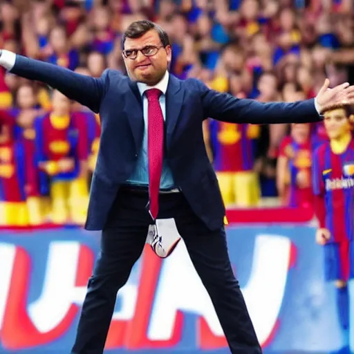 Prompt: The FC Barcelona president as a maniacal criminal mastermind