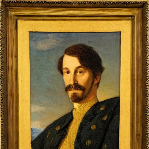 Prompt: portrait of Henry de Lesquen du Plessis Casso, in the style of the Hudson River School