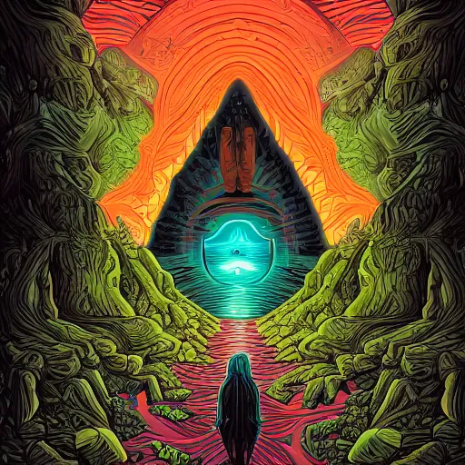 Image similar to a portal the shape of a human by dan mumford