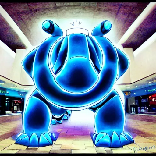 Image similar to blastoise at the mall, pokemon art, perfect shading, detailed, 4 k