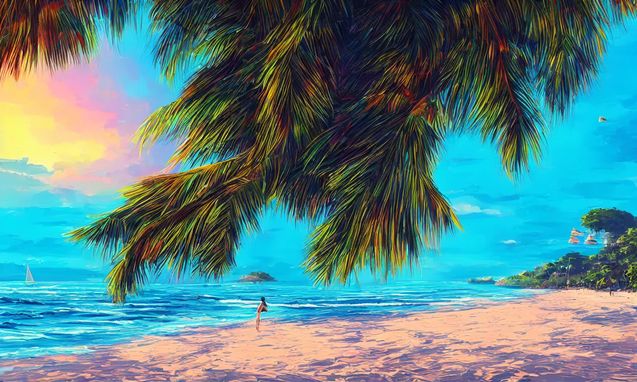 Image similar to paradise beach by alena aenami artworks in 4 k