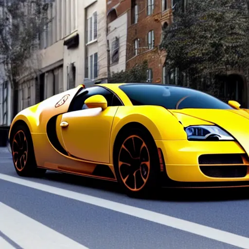 Prompt: photograph of a bugatti veyron on the streets of downtown kansas city missouri, daytime, realistic, 8 k