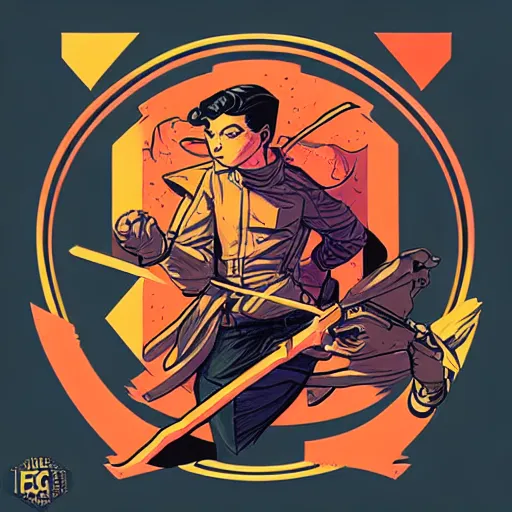 Image similar to concept art of tshirt design, 1 6 colors, logo, ink drawing, art by jc leyendecker and sachin teng