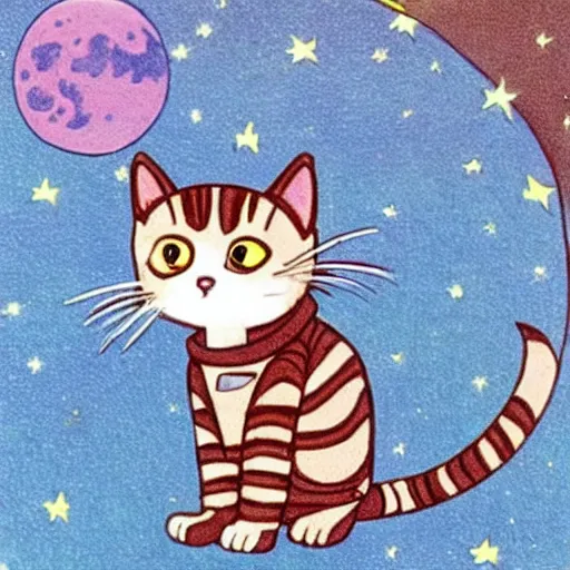 Image similar to a cat in a spacesuit for cats on the moon