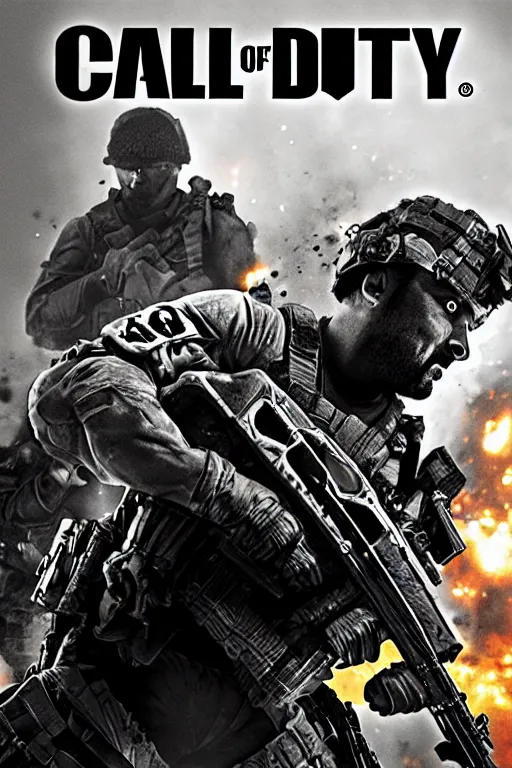 Image similar to call of duty cover art, dumb baby