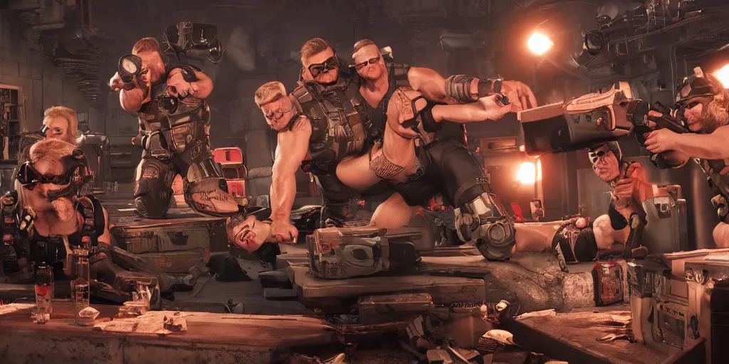 Image similar to duke nukem family sitcom comedy, realistic 4 k octane beautifully detailed render, 4 k post - processing, highly detailed, intricate complexity, epic composition, magical atmosphere, cinematic lighting, masterpiece, ultra hd