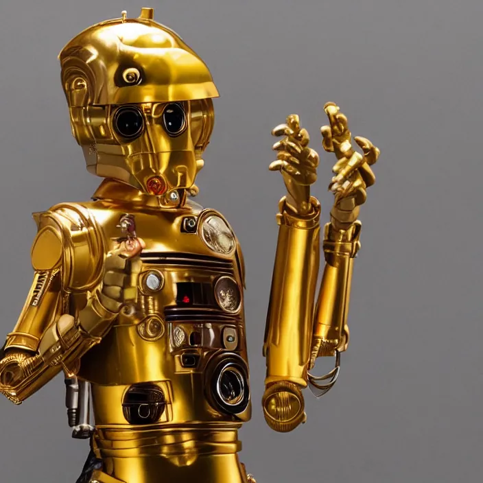 Image similar to a detailed figure of c - 3 po, first 4 figures, detailed product photo