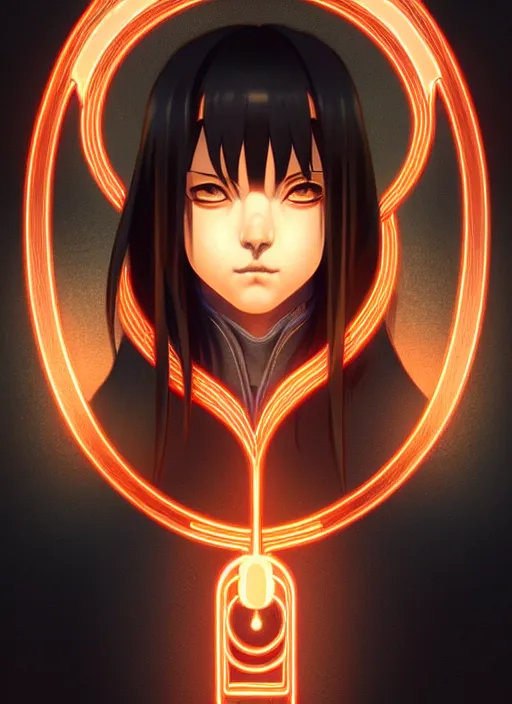 Image similar to symmetry!! itachi, glowing lights!! intricate, elegant, highly detailed, digital painting, artstation, concept art, smooth, sharp focus, illustration, art by artgerm and greg rutkowski and alphonse mucha