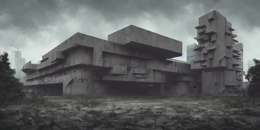 A Surreal Brutalistic Building Unsettling Liminal Stable Diffusion Openart