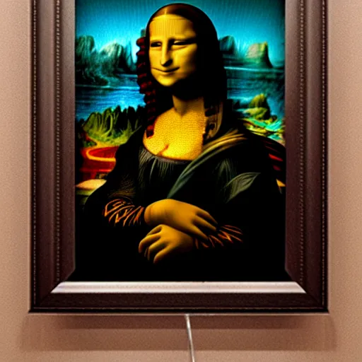 Prompt: mona lisa in style of cyber punk