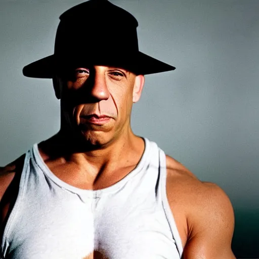 Image similar to candid photo of Vin Diesel dressed as Piccolo by Annie Leibowitz, photorealisitc, extremely detailed, UHD, correct face, hyperrealistic