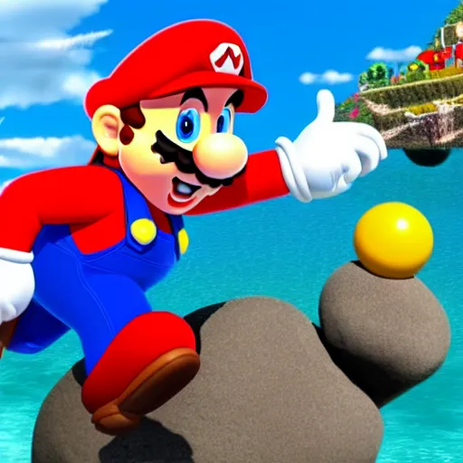 Image similar to screenshot from mario dwayne the rock johnson as mario