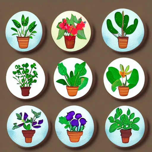 Prompt: little plant mascot character set