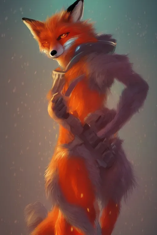 Image similar to a fox fursona, trending on artstation, by kawacy, furry art, digital art, cyberpunk, high quality, backlighting