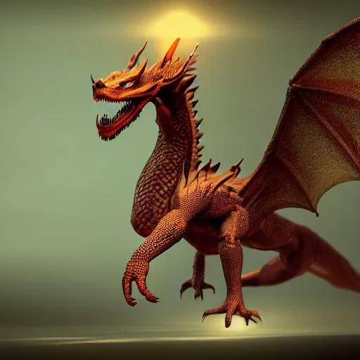 Prompt: very cool full body dragon, in attack stance, detailed, octane render, trending in artstation