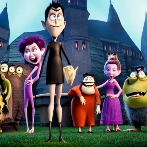 Prompt: a still from the live action hotel Transylvania movie