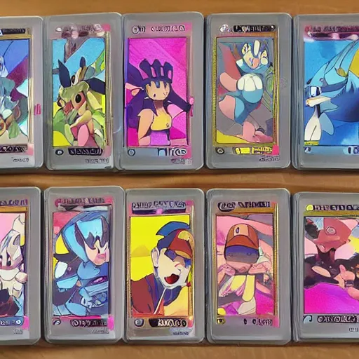 Image similar to pokemon cards with snooki, joe biden, nicki minaj, kim kardashian, osama bin laden, pokemon anime style, hd 8k image high detail, at target