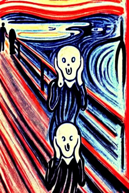 Prompt: elon musk screaming as the scream by edvard munch