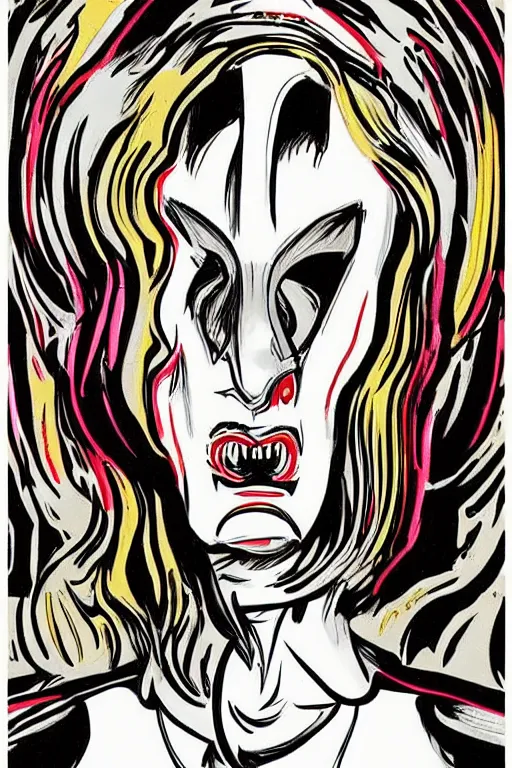 Image similar to ghost caught on camera. symmetrical anatomy, coloured comic, baroque, pop art style, fantasy, without duplication, art by roy lichtenstein and andy warhol and vinicius gud and gustavo zambelli, intricate, trending artstation, dribble popular.