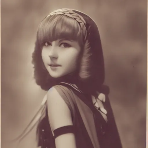 Image similar to German anime girl from konosube in the 1940s, vintage photograph, pixiv, high quality, studio lighting