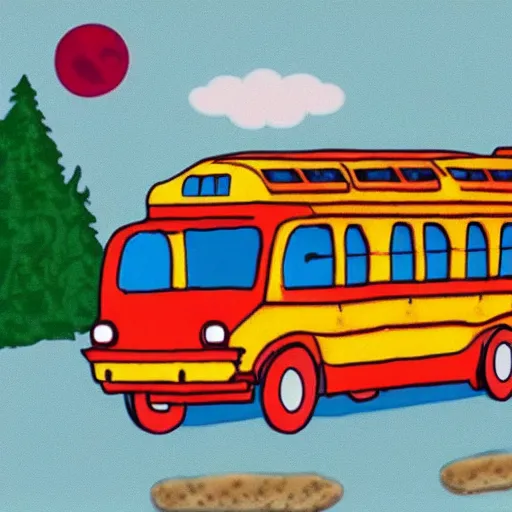 Prompt: magic school bus in my lower intestine