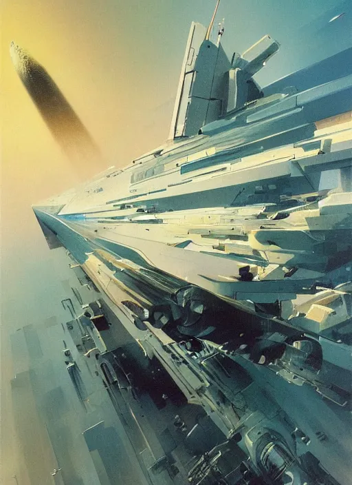 Image similar to understated. distant. negative space dominant. vast. empty. spacious bg. minimalistic piece. simplified environment. lonely cosmos. single ship as main subject. masterpiece book cover illustration by the great famous sci - fi artist john berkey.