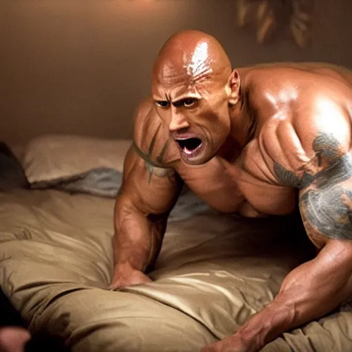 Prompt: dwayne johnson as the monster under the bed
