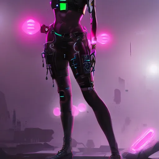 Image similar to full body jinx, cyberpunk, concept art, artstation, detailed, dramatic lighting