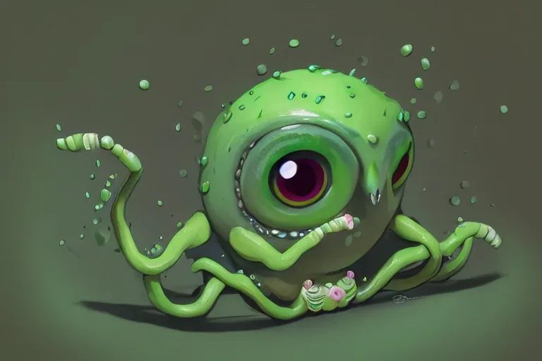 Prompt: symmetrical intricate murky clay cute friendly big eyes smiling green worm character kawaii, in the style of craola, macro lens, shallow depth of field, highly detailed, digital painting, trending artstation, concept art, illustration, cinematic lighting, pastel, photorealism, epic, octane render