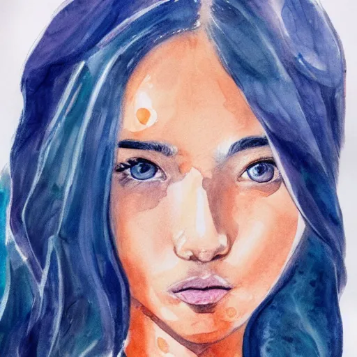 Image similar to water color on paper, gemini girl portrait, highly detailed, artstation, masterpiece, award - winning,