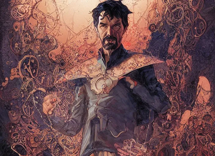 Prompt: a highly detailed evil portrait of stephen strange, james gurney, james jean