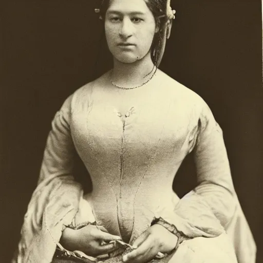 Image similar to photo portrait of an hypothetical queen taken by Roger Fenton