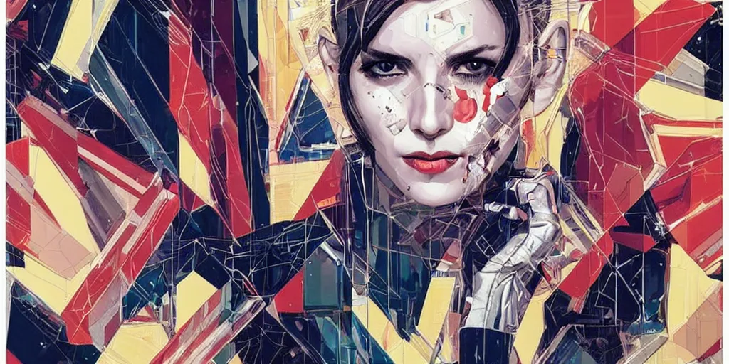 Image similar to a portrait of a single female android, by MARVEL comics and Sandra Chevrier