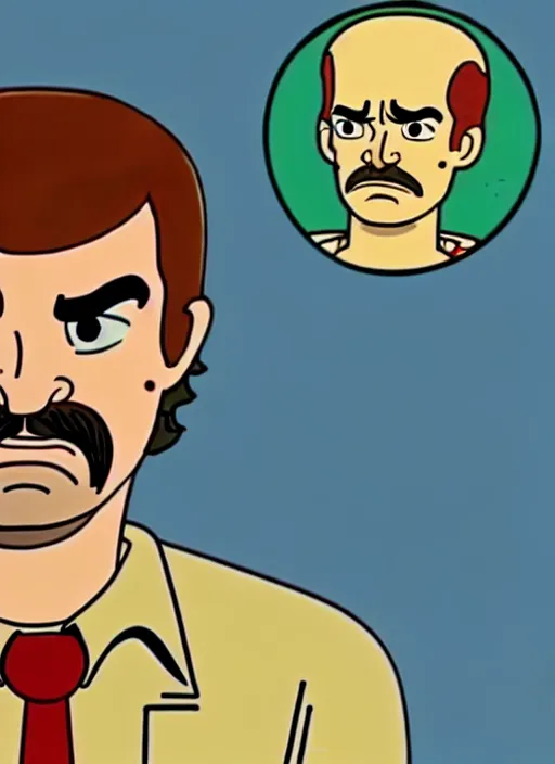 Prompt: still of jim hopper from stranger things : the animated series, cartoon screen capture ( 1 9 8 8 )