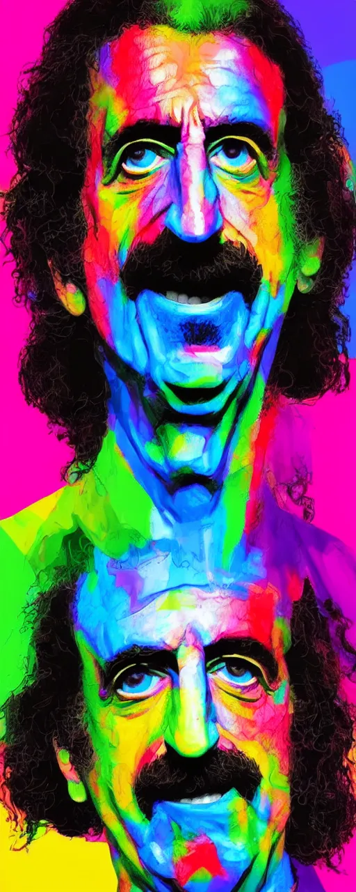 Prompt: A 3d rendered colourful portrait of frank zappa, digital art