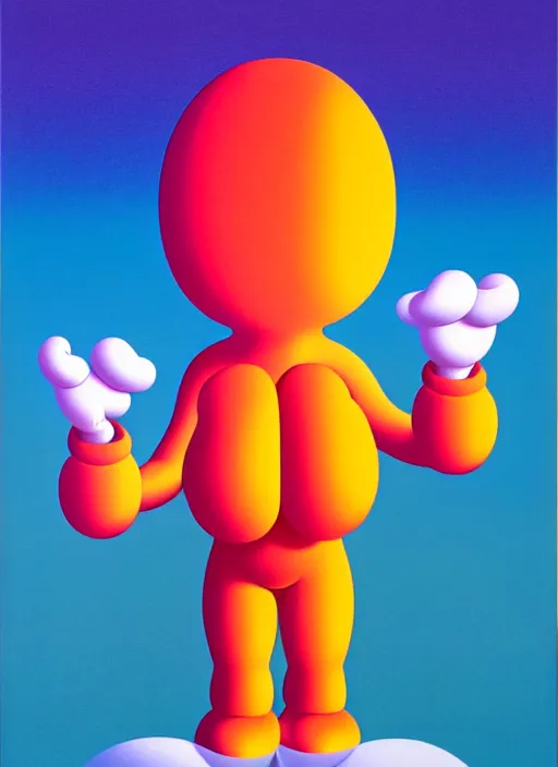 Prompt: puffy person by shusei nagaoka, kaws, david rudnick, airbrush on canvas, pastell colours, cell shaded, 8 k