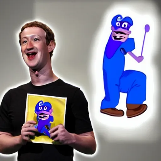 Image similar to Mark Zuckerberg as Waluigi