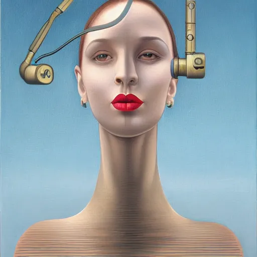 Image similar to skeuomorphic, detailed painting, behance contest winner, an ultrafine detailed painting by rafal olbinski, pop surrealism, a painting of a woman, minimalist, airbrush art, very detailed