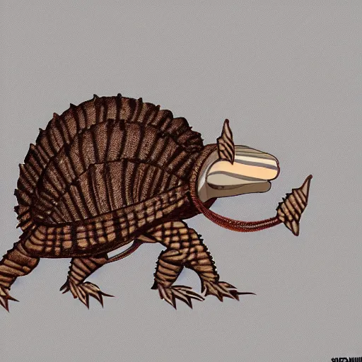 Image similar to Shogun armadillo in the style of Tenshō Shūbun