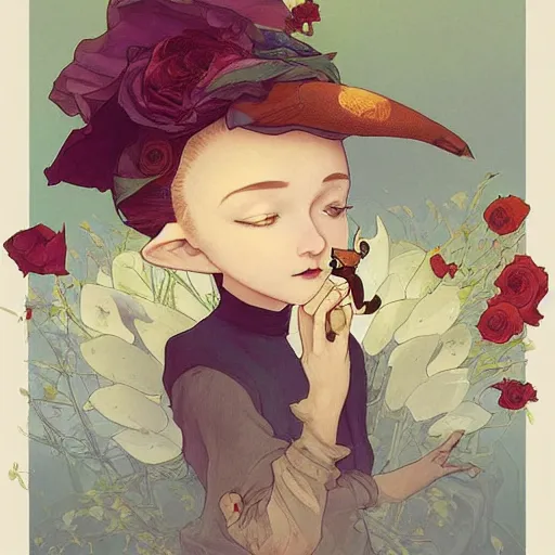 Image similar to the little prince, clear face, roses, foxes, poster, by andrei riabovitchev, shaun tan, alphonse mucha, and peter mohrbacher, trending on artstation, fairy tale cover