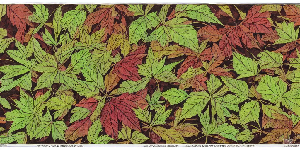 Image similar to high resolution scan of the leaves of an old cursed herbarium, by akira toriyama, by john howe, infographic, textbook, marginalia