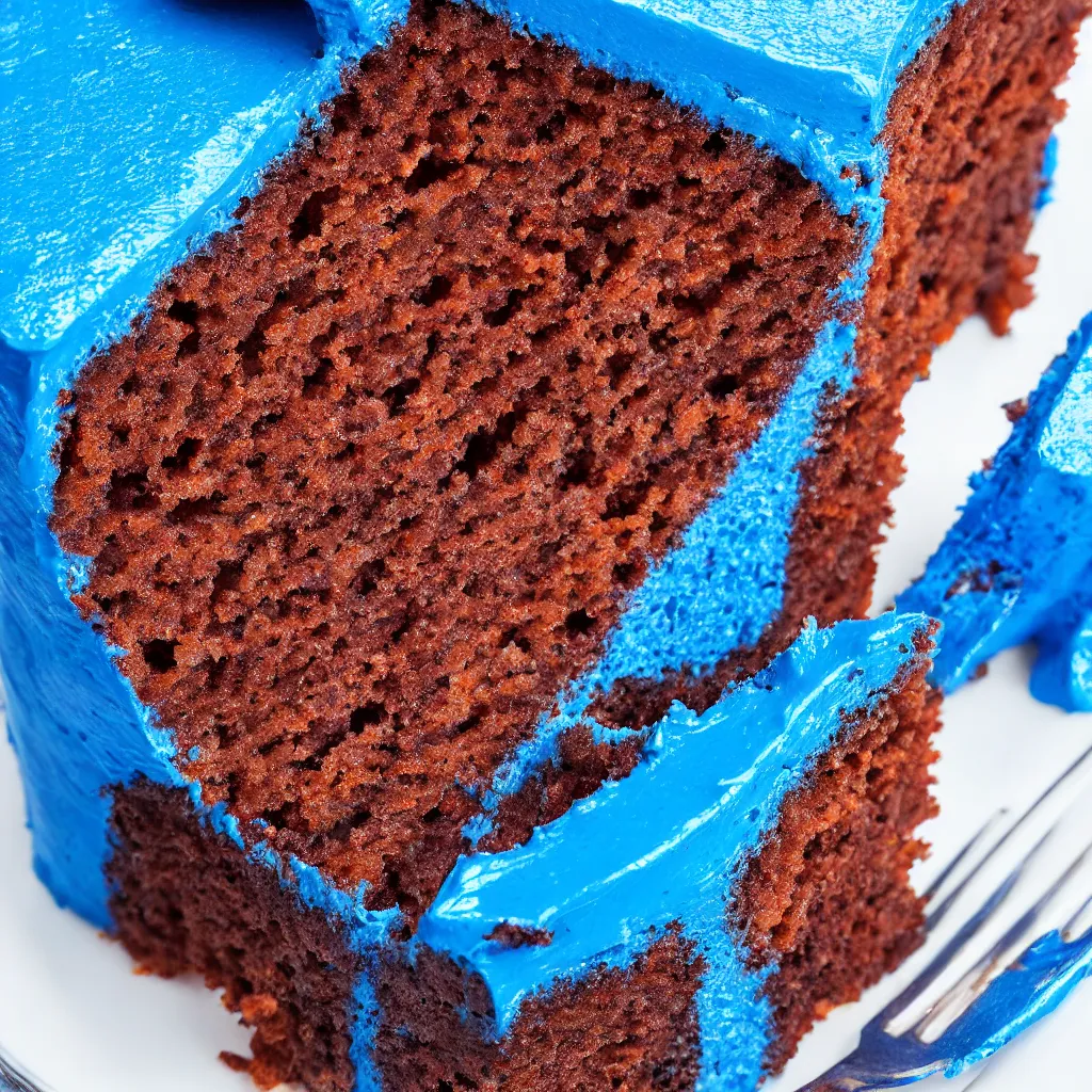 Image similar to close-up photo of cake on top of a blue surface, 8k, high detail, photorealistic, proper shading