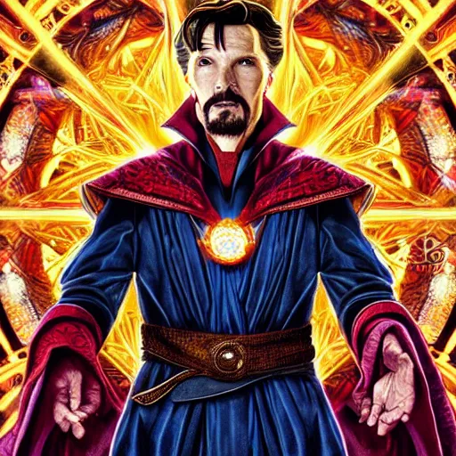 Prompt: Intricate five star Doctor Strange portrait by Anna Kullberg, Colored pencil on paper, high detail, skin texture, photo realistic, hyperrealism,matte finish, high contrast, 3d depth, masterpiece, vivid and vibrant colors, Prismacolor Pencils,artstationhd