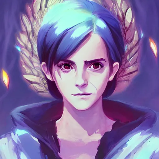 Image similar to anime portrait of Emma Watson as a shaman yedi using dark force to eliminate trump as an anime antagonist by Stanley Artgerm Lau, WLOP, Rossdraws, James Jean, Andrei Riabovitchev, Marc Simonetti, and Sakimichan, trending on artstation